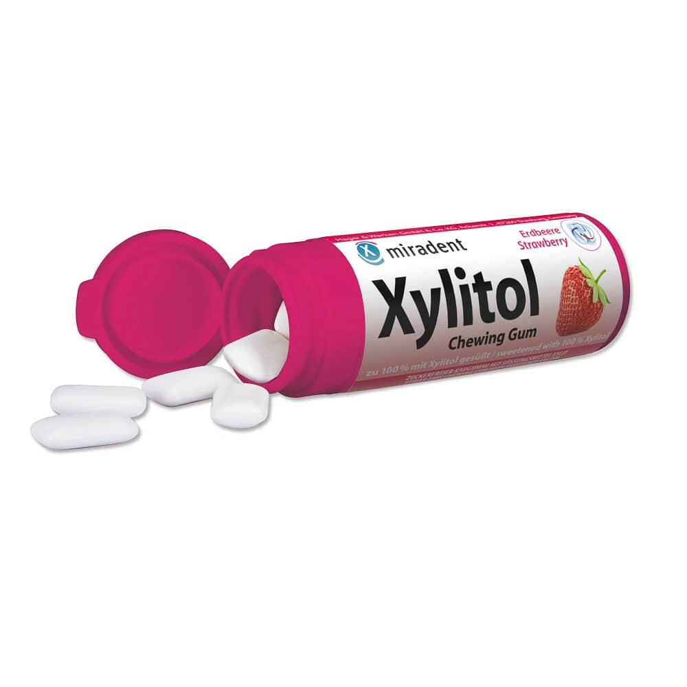 Miradent Xylitol närimiskumm maasikamaitseline 30 tk