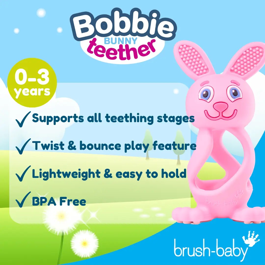 Brush-Baby Bobbie Bunny teether laste näritav mänguasi 0-3a.